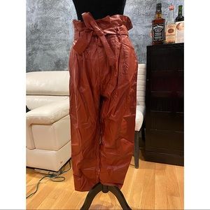 Wide leg faux leather pants
